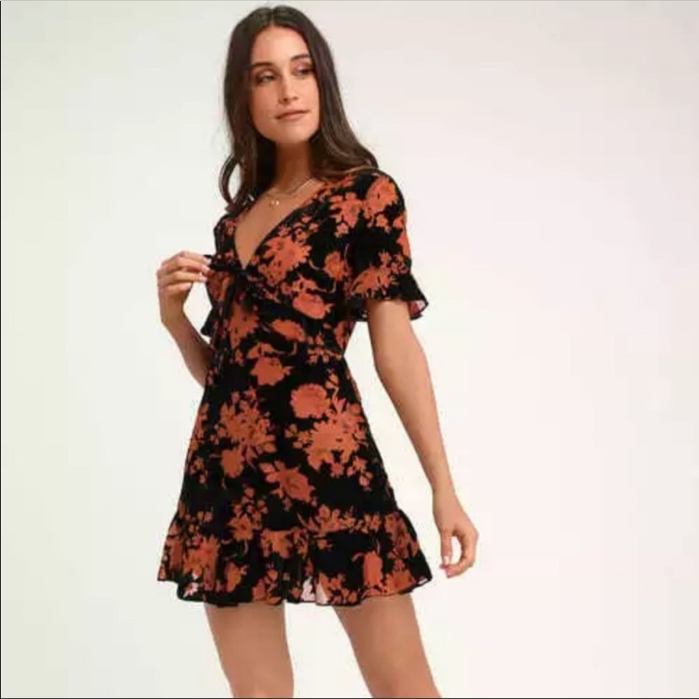 Lulus A Touch of Magic Floral Print Velvet Dress